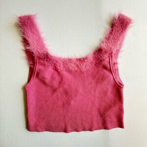 Free People Bubble gum Pink Fuzzy Crop Top